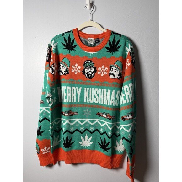 Other - Cheech & Chong Ugly Christmas Sweater Medium Merry Kushmas Novelty Holiday NWOT